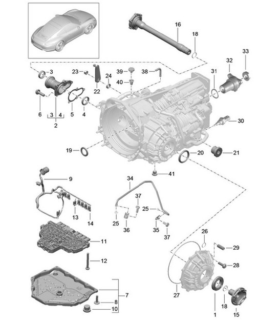 Diagram 320-005 Porsche Cayenne 9PA1 (957) 2007-2010 Transmission