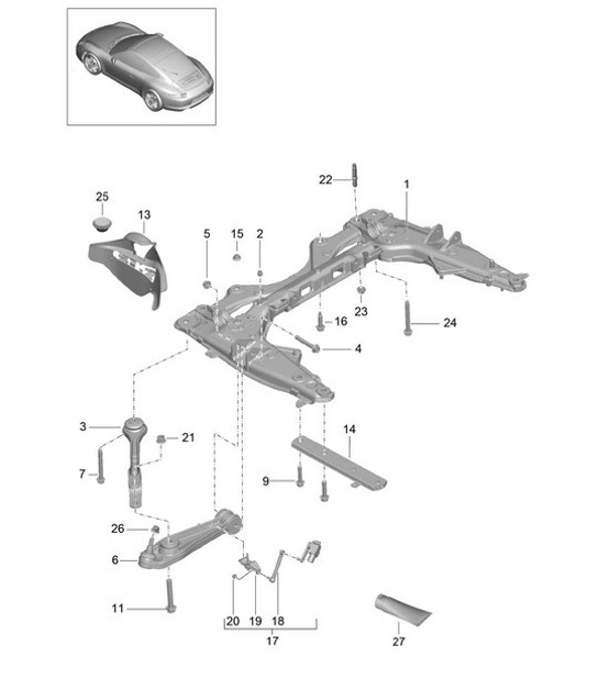 Diagram 401-000 Porsche 992 (911) MK1 2019-2024 Front Axle, Steering 