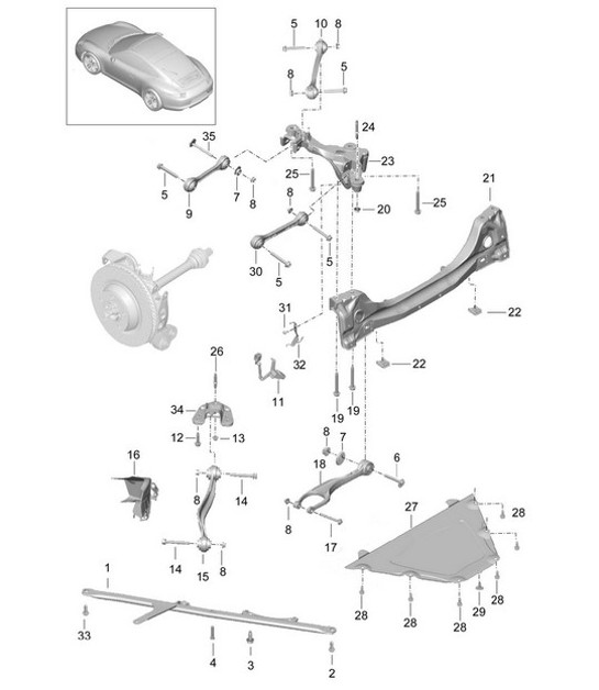 Diagram 501-001 Porsche Cayman 987C/981C (2005-2016) Rear Axle