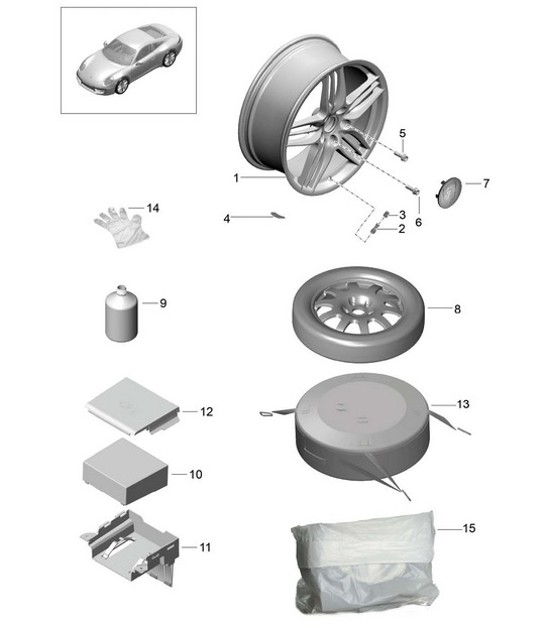 Diagram 601-000 Porsche Cayenne 9PA (955) 2003-2006 Wheels, Brakes