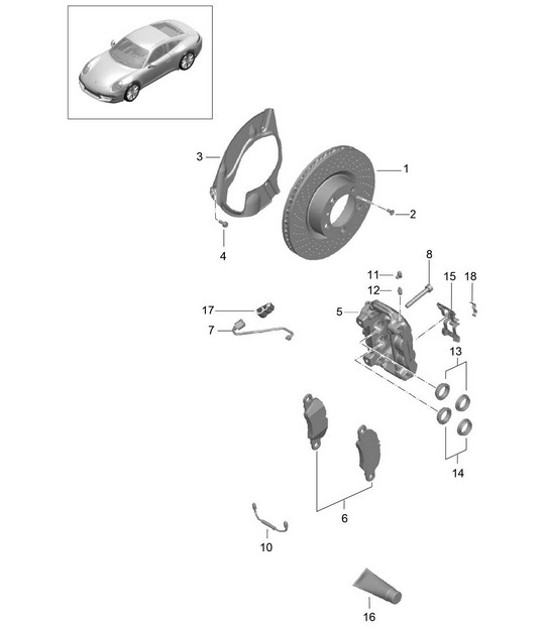 Diagram 602-000 Porsche 996 C2 3.4L 1997-08/01 Wheels, Brakes