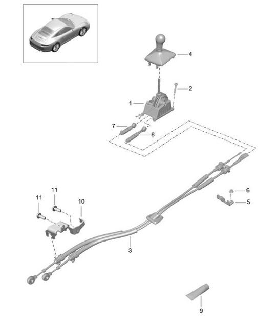 Diagram 701-000 Porsche 964 (911) C4 1989-93 Hand Lever System, Pedal Cluster 