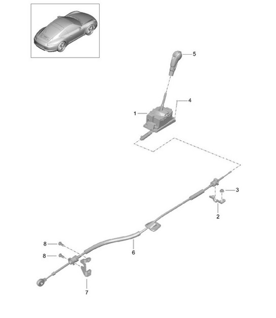 Diagram 701-001 Porsche 997 MKII Turbo 2009>> Hand Lever System, Pedal Cluster 