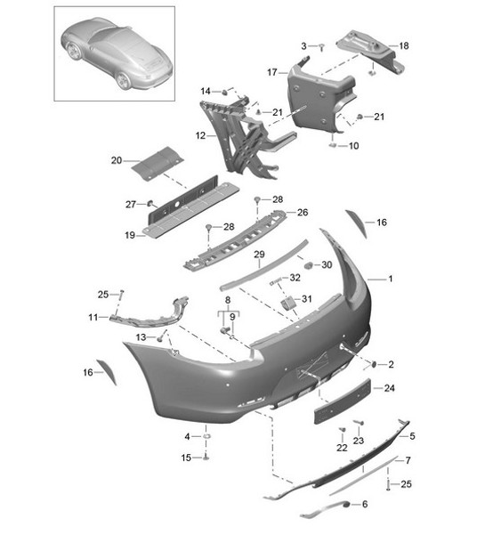 Diagram 802-016 Porsche Boxster 986/987/981 (1997-2016) Body