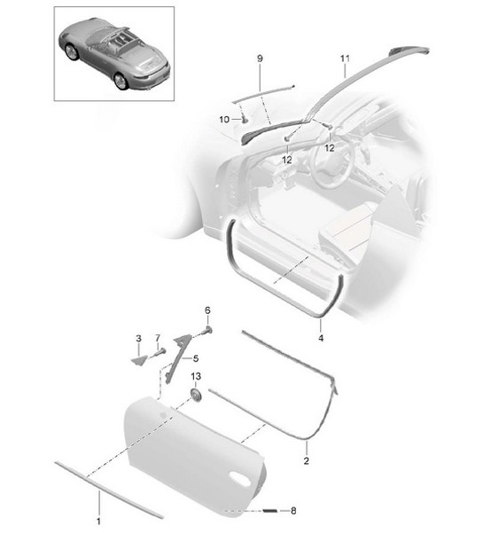 Diagram 804-015 Porsche Boxster 986/987/981 (1997-2016) Body