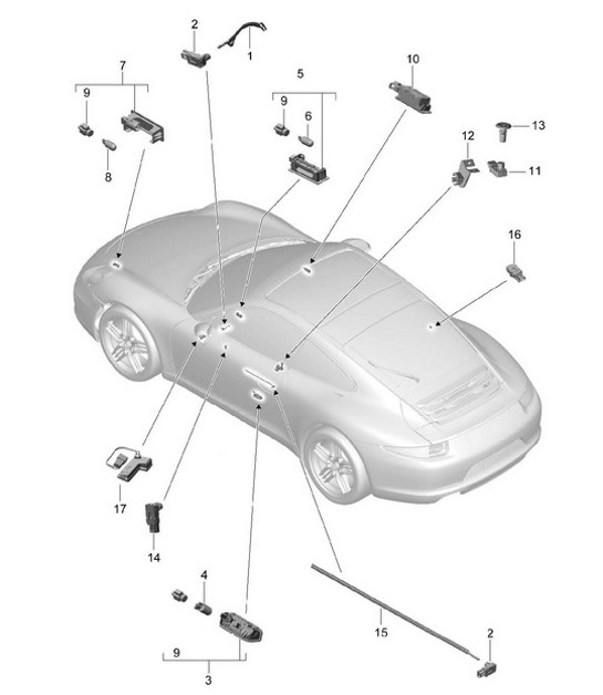 Diagram 903-004 Porsche 开曼 2.7L 987C 2006-08 电子设备