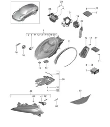 Fari a LED / Faro aggiuntivo / Indicatore di direzione / luce di posizione laterale / Ripetitore di direzione (PR: 602, XEY) 991.1 2012-16