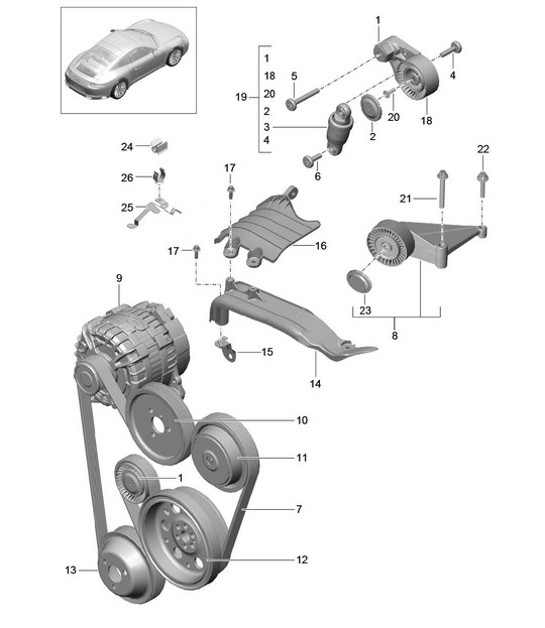 Diagram 101-010 Porsche 993 (911) (1994-1998) Engine