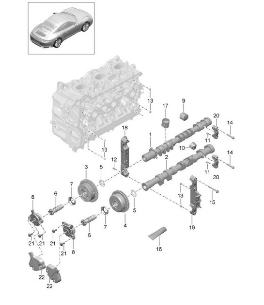 Diagram 103-010 Porsche Cayenne Turbo V8 4.8L Petrol 500HP Engine