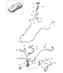 Collegamento / Tubo acqua / Controllo / Raffreddamento ad acqua / Turbocompressore a gas di scarico 991.2 Carrera 2017-19