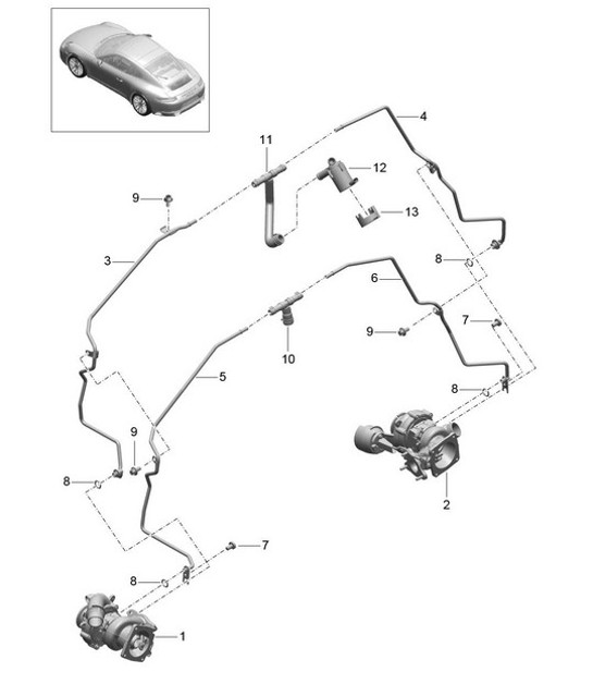 Diagram 202-007 Porsche Cayman 987C/981C (2005-2016) Fuel System, Exhaust System