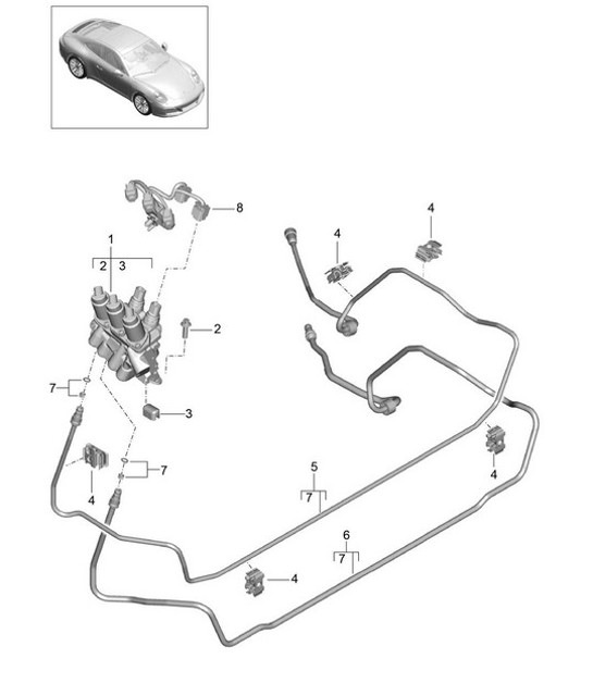 Diagram 402-020 Porsche Cayman 987C/981C (2005-2016) Front Axle, Steering 