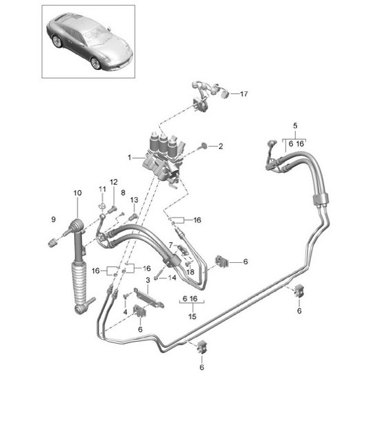 Diagram 402-030 Porsche 997 GT3 2007>> Front Axle, Steering 