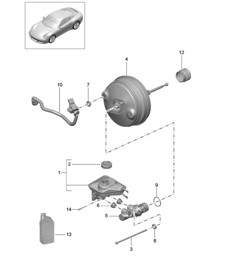 Brake master cylinder / Brake servo 991.2 Carrera 2017-19 Brake master cylinder / Brake servo 991.2 Carrera 2017-19