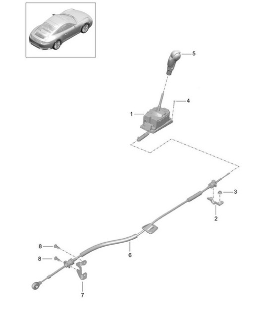 Diagram 701-001 Porsche Cayman 718C (982C) 2017>> Hand Lever System, Pedal Cluster 