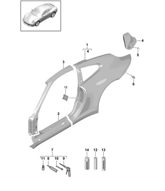 Diagram 801-056 Porsche 991 Carrera C4 3.4L (350Bhp) Body