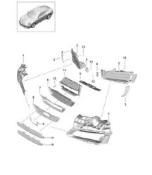 Air guide FRONT bumper  991.2 Carrera 2017-19