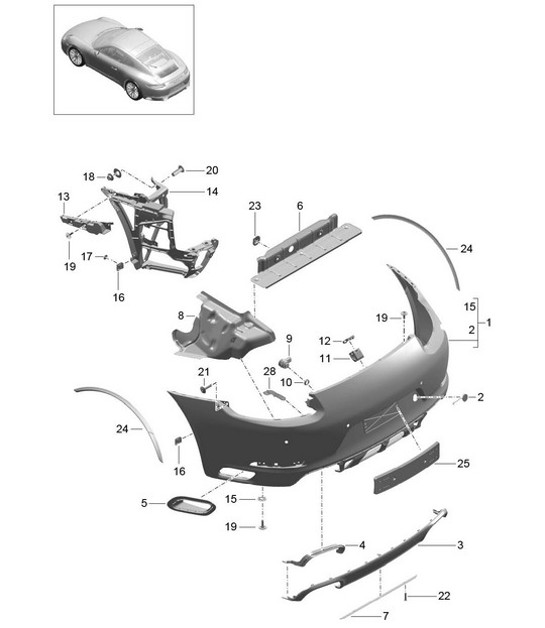 Diagram 802-010 Porsche Cayman S 3.4L 987C 2005-08 Body