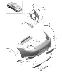 Paragolpes TRASERO - PR:176, Sistema de escape deportivo - 991.2 Carrera 4 / Carrera 4S / Targa Paragolpes TRASERO - PR:176, Sistema de escape deportivo - 991.2 Carrera 4 / Carrera 4S / Targa