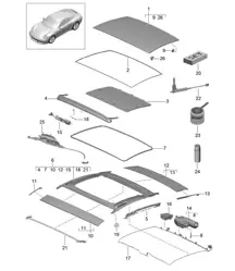 Tetto scorrevole/inclinabile - PR:651, Tetto scorrevole esterno - 991.2 Carrera 2017-19
