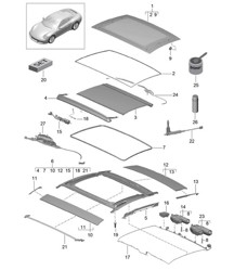 Glazen dak - PR:653, glazen zonnedak aan de buitenkant - 991.2 Carrera 2017-19