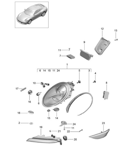 Diagram 905-000 Porsche 964 (911) (1989-1994) Electrical equipment