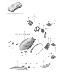 Fari / Faro aggiuntivo / Indicatore di direzione / Luce side-marker / Ripetitore di direzione - PR:602,XEY - 991.2 Carrera 2017-19