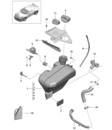 Coolant cooling system / Reservoir 991 R/GT3/RS 2014-21 Coolant cooling system / Reservoir 991 R/GT3/RS 2014-21