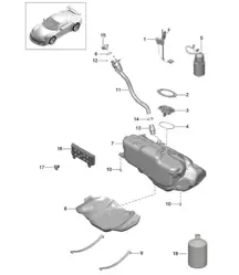 Réservoir de carburant 991 R/GT3/RS 2014-21