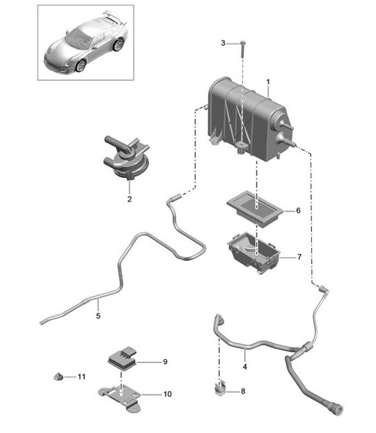 Diagram 201-020 Porsche Cayenne 3.2L V6 2003>> Fuel System, Exhaust System