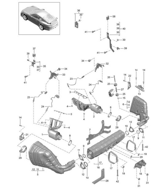 Diagram 202-000 Porsche Cayenne S/GTS 4.8L 2007>> Fuel System, Exhaust System