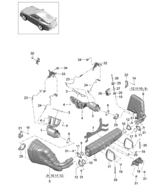 Diagram 202-006 Porsche Cayenne 3.2L V6 2003>> Fuel System, Exhaust System