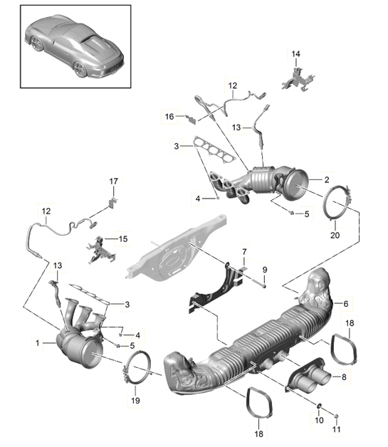 Diagram 202-009 Porsche 992 Carrera 4 GTS 3.6L 