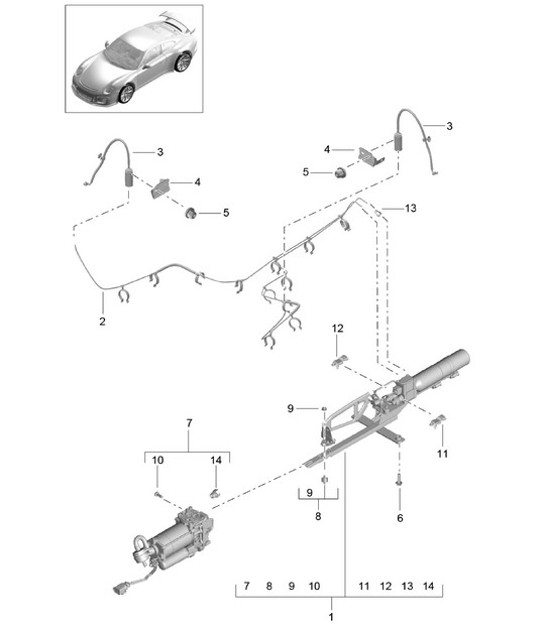 Diagram 402-003 Porsche Boxster GTS 718 2.5L Manual (365 Bhp) Front Axle, Steering 