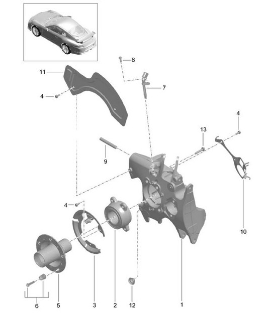 Diagram 501-000 Porsche Cayman S 3.4L 987C 2005-08 Rear Axle