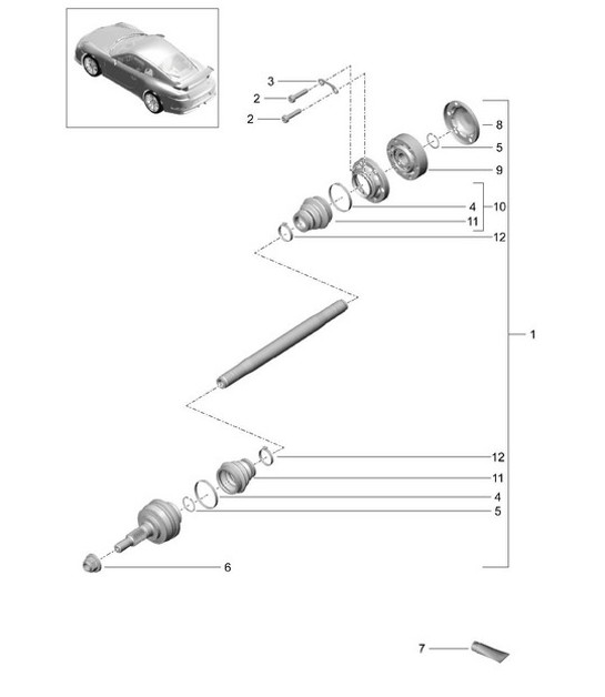Diagram 501-005 Porsche 997 Carrera 2 3.6L 2005>> Rear Axle