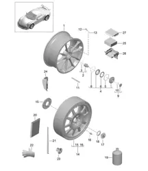 Leichtmetallfelge / Zentralverriegelung 991 R/GT3/RS 2014-17