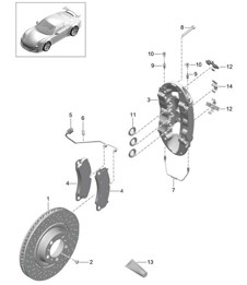 Disc brake / Front axle - PR:450, PCCB - 991 GT3/RS 2018>> Disc brake / Front axle - PR:450, PCCB - 991 GT3/RS 2018>>