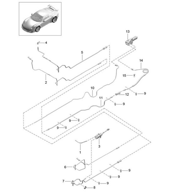 Diagram 702-008 Porsche Macan (95B) MK1 (2014-2018) Hand Lever System, Pedal Cluster 