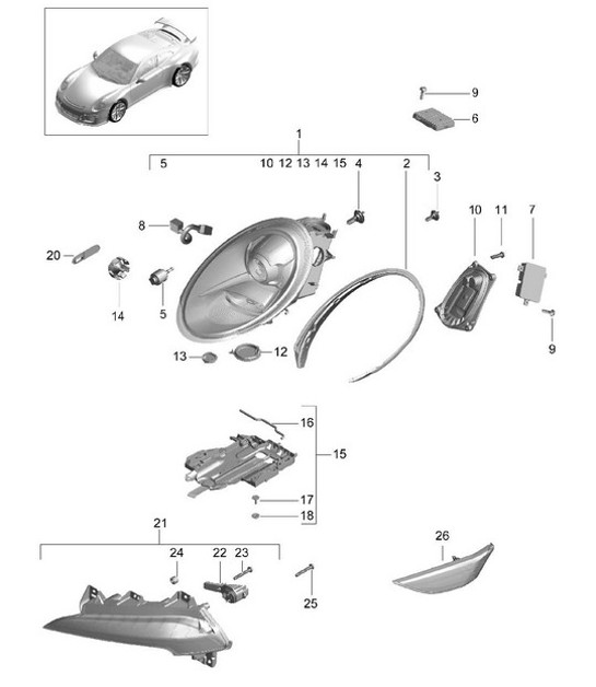 Diagram 905-001 Porsche Cayman GT4 718 4.0L / GT4 RS 718 4.0L 