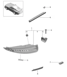 Feu arrière / Éclairage de plaque d'immatriculation / Feu stop supplémentaire 991 R/GT3/RS 2014-17