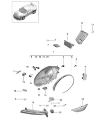Scheinwerfer / Zusatzscheinwerfer / Blinker / Seitenmarkierungsleuchte / Blinker-Repeater - PR:601 - 991 GT3/RS 2018>>