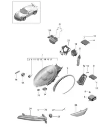 Headlights / Additional headlight / Turn signal indicator / Side marker light / Turn signal repeater -PR:602,XEY - 991 GT3/RS 2018>>