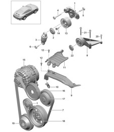 Ammortizzatore tendicinghia / cinghia trapezoidale 991 Turbo / GT2 RS 2014-20 Ammortizzatore tendicinghia / cinghia trapezoidale 991 Turbo / GT2 RS 2014-20