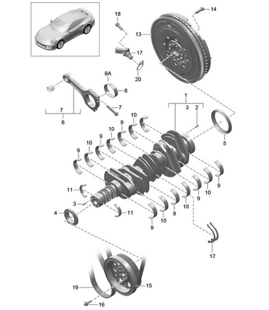 Diagram 102-000 Porsche Cayman S 3.4L 987C 2005-08 Engine