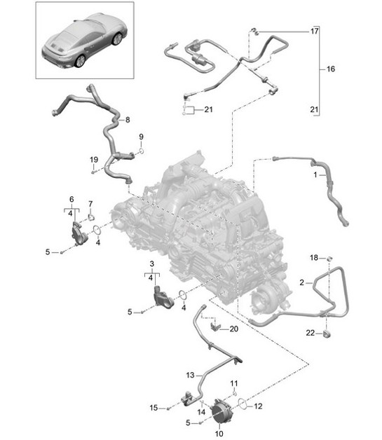 Diagram 104-010 Porsche Cayenne Turbo S E-Hybrid V8 4.0L 550Hp 