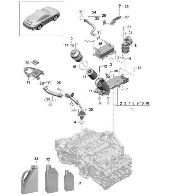 Diagram 104-015 Porsche Cayman 987C/981C (2005-2016) Engine