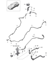 Connessione / Tubo dell'acqua / Controllo / Raffreddamento ad acqua 991 Turbo / GT2 RS 2014-20 Connessione / Tubo dell'acqua / Controllo / Raffreddamento ad acqua 991 Turbo / GT2 RS 2014-20