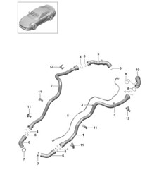 Raffreddamento ad acqua 1 - Parte posteriore - 991 Turbo / GT2 RS 2014-20 Raffreddamento ad acqua 1 - Parte posteriore - 991 Turbo / GT2 RS 2014-20