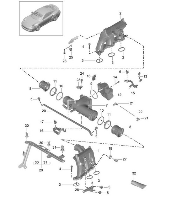 Diagram 107-010 Porsche 997 (911) MK2 2009-2012 Engine